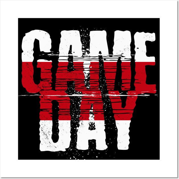 Red and Black Gameday // Grunge Vintage Football Game Day Wall Art by SLAG_Creative